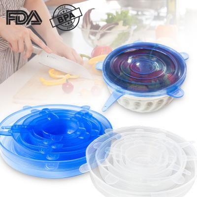 China 120g 6 Pack Silicone Stretch Lids Cover BPA Free Lightweight for sale