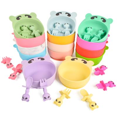 China Heatproof Baby Feeding Tools Reusable , Practical Silicone Bowl And Spoon for sale