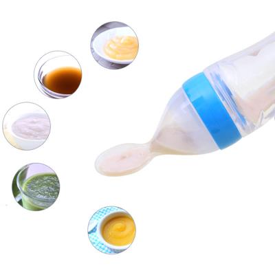 China Portable Silicone Squeeze Feeder With Spoon Heat Resistant Odorless for sale