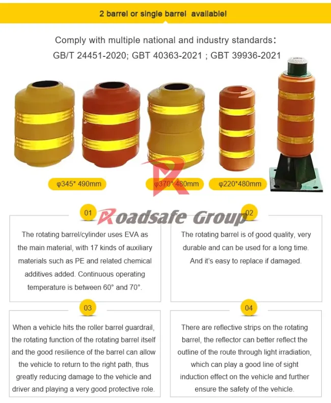 Philippines Hot Sales Traffic Safety EVA Roller Guardrail Highway Anti-Crash Barrier