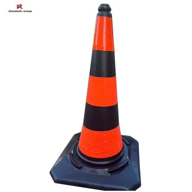 100cm Traffic Cones Israel PE Rubber Black Orange Warning Reflective Road Cones