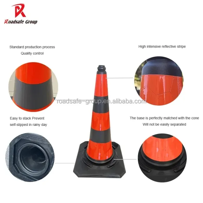 100cm Traffic Cones Israel PE Rubber Black Orange Warning Reflective Road Cones