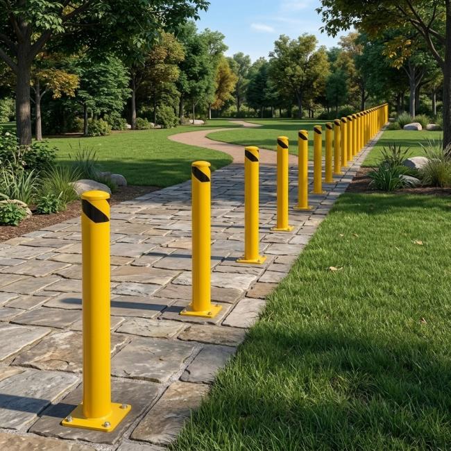 Multiple Roadsafe warning posts in traffic setting