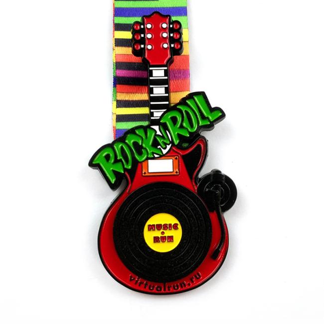 Customized Rock N Roll Guitar Medal for Virtual Music Run