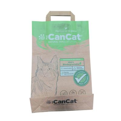 China Biodegradable Kraft Paper Bags For Cat Litter Packaging Custom Print for sale