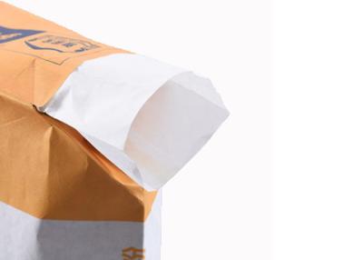 China Large Capacity Valve Type Paper Bags 35kg Flat Bottom With PE  Liner Inside Lamination for sale
