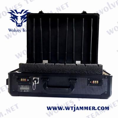 China Suitcase Cell Phone Jamming Device 8 Bands For GPS WiFi GSM PCS 3G 4G 5g for sale