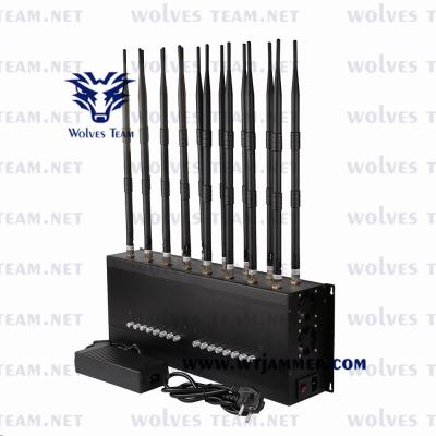 China High Power Adjustable All Cell Phone Signal Jammer 42W WIFI VHF UHF GPS 3G 4G 5G for sale