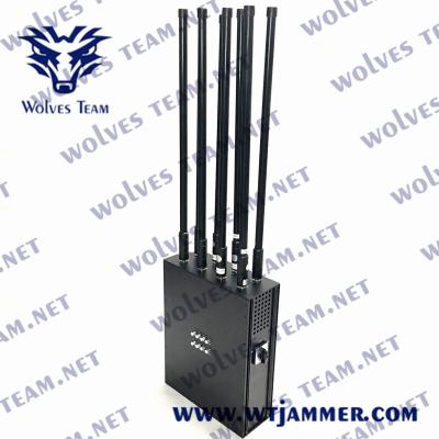 China Powerful Backpack Cell Phone Jammer Portable UHF VHF GSM 3G DCS 4G 5G Signal Jamming Coverage 100m for sale