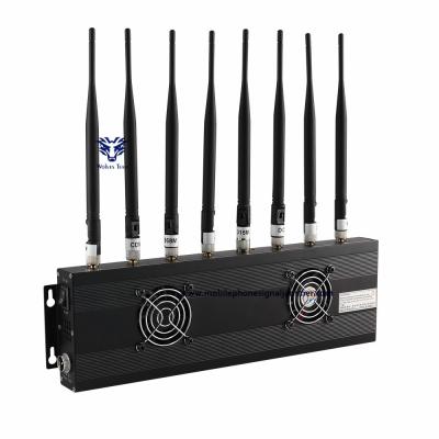 China 80W  8 channels Cell Phone Signal Jammer GSM 3G 4G 5G WIFI Jammer Jamming Range 100 Meters à venda