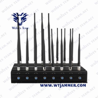 China Multi-bands 14 Channels  Cellular Cell Phone Signal Jammer WiFi Blocker UHF VHF 3G  4G 5G Phone Signal Jammer for sale
