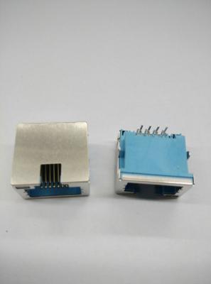 China 90 Degree Sinking Plate Insert RJ45 Connector Tap Up Blue , Single Port And LED for sale