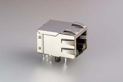 China Vertical RJ45 With Transformer 8 Pin Single Port With Shield And LED Female Jack for sale