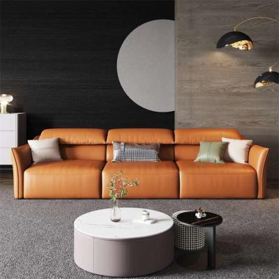 China Solid Wood Plywood Brown Leather Sectional Couch OEM ODM for sale