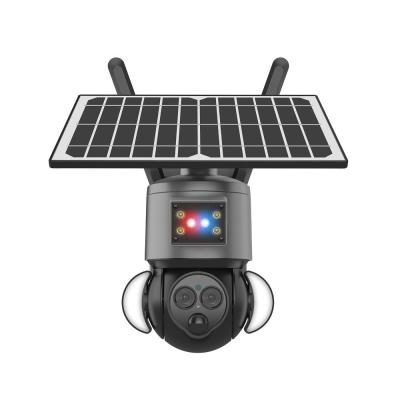 China Lente doble 12X Zoom 6MP Batería solar cámara de detección humana IR en venta