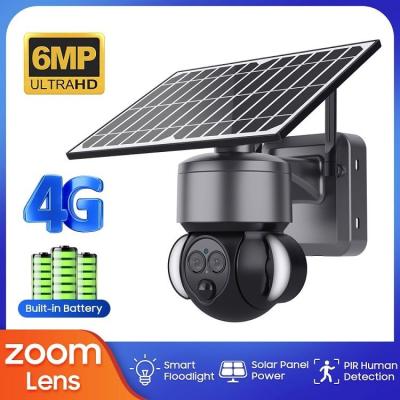 China 6MP Dual Lens Zoom Solar Powered CCTV Camera With Sim Card Night Vision for sale