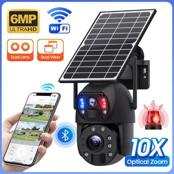 Quality Ubox Low Power Solar Powered Exterior Camera 6MP Solar Cell Camera for sale