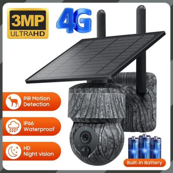 Quality Mini Solar 4G Security Camera 3MP HD Alarm IP66 Weatherproof for sale