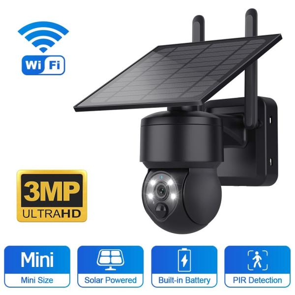 Quality Outdoor PTZ 3MP Solar Powered CCTV Camera Black Color Weather Proof for sale