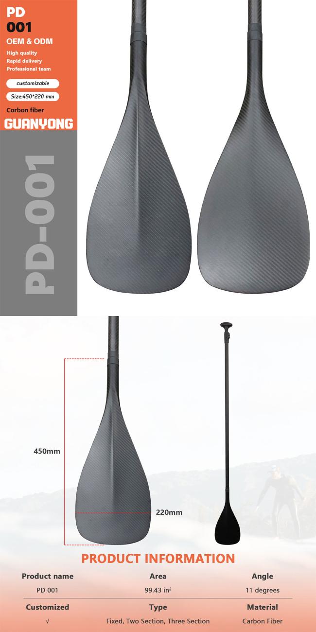 Carbon fiber paddle in use during water sports activity