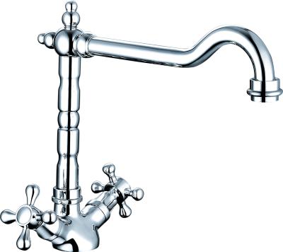 China 250 mm Kitchen Mixer Faucet Double Handle Single Hole Sink Mixer Taps T81053 for sale