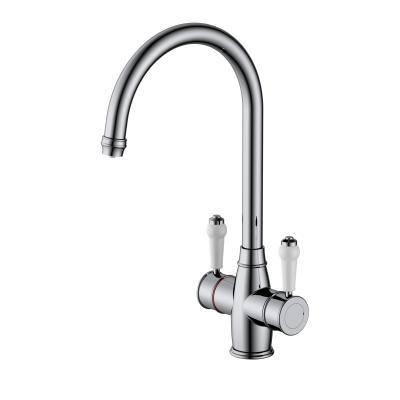 China Double Handle Instant Boiling Water Tap T90013 Chrome Finish Brass Material for sale