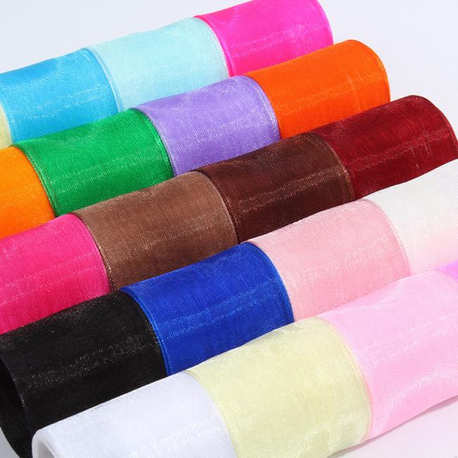 Polyester organza ribbon close-up showing texture and sheen
