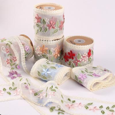 China Embroidery Wired Organza Ribbon 85mm Single Face Printed Organza Ribbon for sale