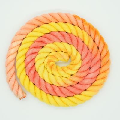 China 13mm Three Strand Cotton Rope Twisted Mixed Color Dog Leash Climbing Rope for sale