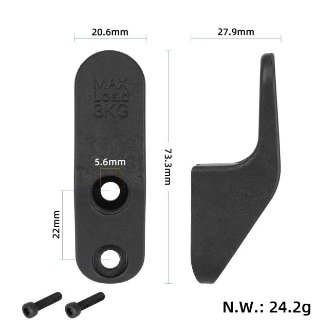Close-up view of load-bearing hook accessory for electric scooter