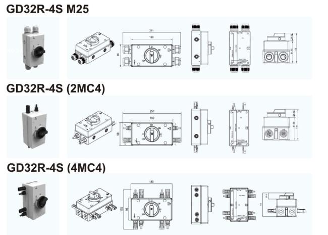 PV Array DC Isolator Switch Solar Disconnecting Switch Electric Isolator Switch with Mc4 Connector
