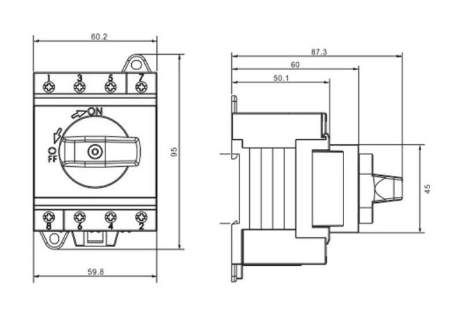 Solar PV Disconnector Switch DC1200V 4p 32A DIN Rail Mounted DC Isolator Switch Disconnector Used for Photovoltaic System