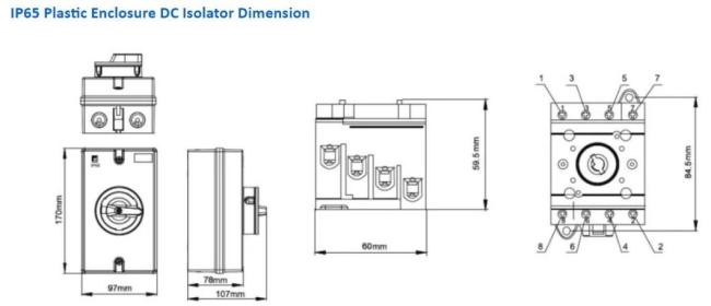 IP66 Solar Switch DC Double Pole 4 Poles Isolator Switch