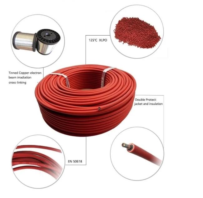 TUV Standard DC Solar Cable Copper Single Core 1.5mm2 2.5mm2 Electrical Wire Solar PV Cable with Tin-Plated Copper Conductor