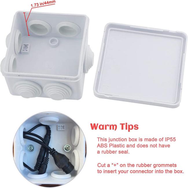 Outdoor 100X100X70mm IP65 Plastic Waterproof Junction Box ABS PC Electrical Box Wall Mount Enclosure Box with Rubber Plug