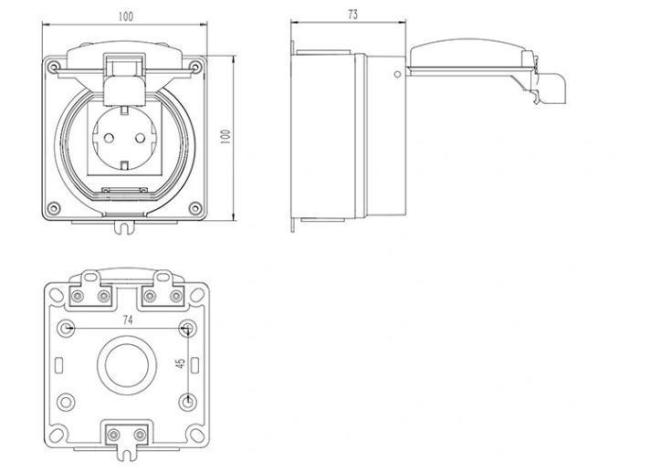 IP66 Waterproof Switched Sockets 1gang Socket 10A/250V
