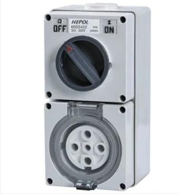 250V 10A 13A 15A Weatherproof Single Phase 3 Flat Pin Combination Switch Socket Industrial Switchgear