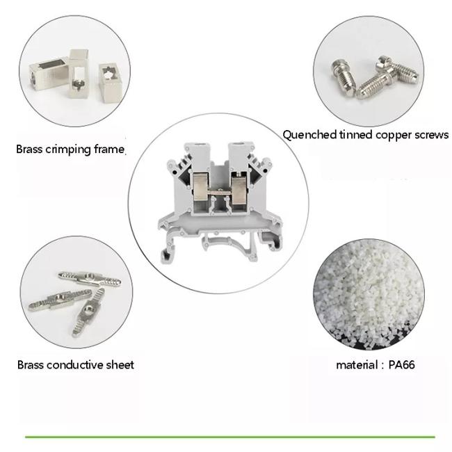 Nylon Plastic PA66 Electric Universal UK-2.5b 24-12AWG Feed Through Screw Type DIN Rail Terminal Blocks Connector