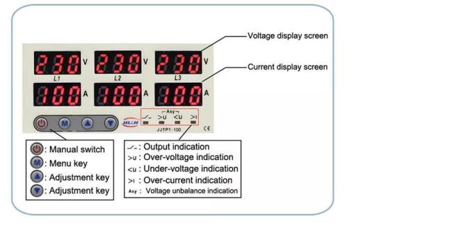 Three Phase Voltage Protector 1-100A 230V 3p+N Over Under Voltage Current Limiter Adjustable Voltage Protective