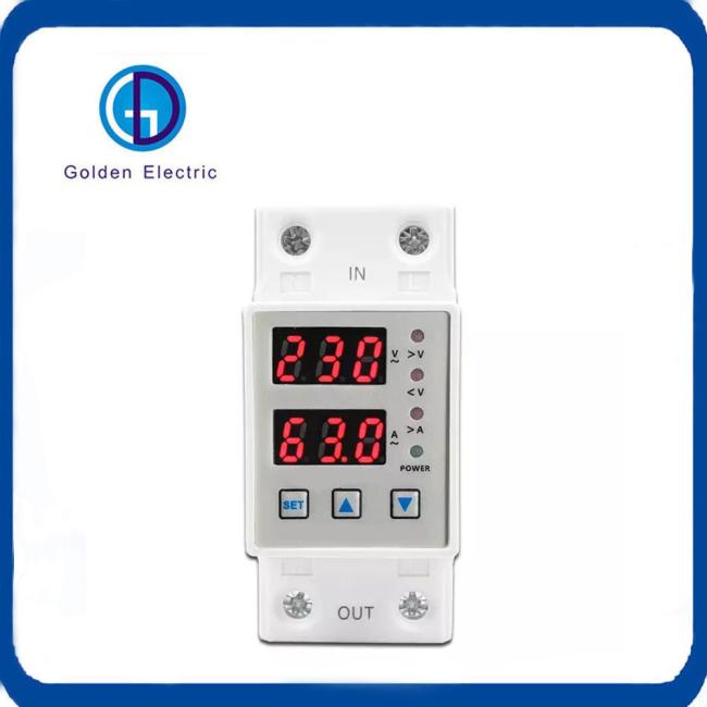 Dinrail Mount Adjustable Over/Under Voltage Protector Protective Device 63A 230V Over Current Protection Relay