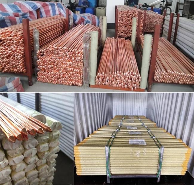 High Conductivity Electrical Copper Earth Bars Copper Bonded Earth Rods Ground Earthing Rod