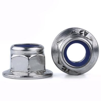 China M6 M8 Nylon Insert Hex Flange Nuts Hexagon Flange Nylon Nut With Blue White Zinc for sale