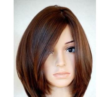 China Brown Natural Human Hair Wigs With Bangs , Short Curly Human Hair Wigs for sale