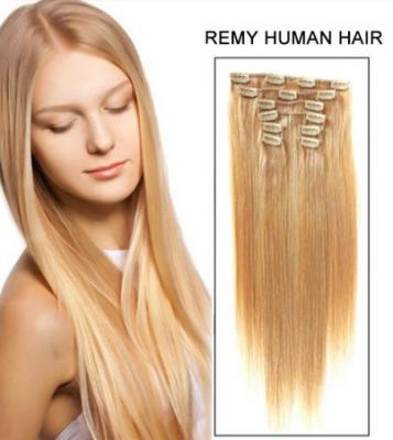 China Clip marrón claro de las extensiones del pelo de la muchacha ideal de la belleza en pelo de la Virgen en venta