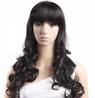China Black Body Wave High Temperature Fiber Wig For Women Extra Long for sale