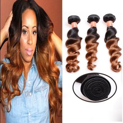 China Soft And Silky Body Wave Human Hair Ombre Extensions , Bright Brown Color for sale