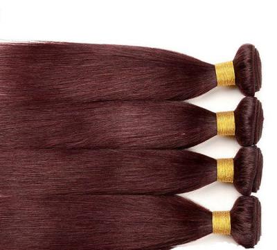 China Red Straight Colored Human Hair Extensions Remy Brazilian Hair Weave Double Strong Weft for sale