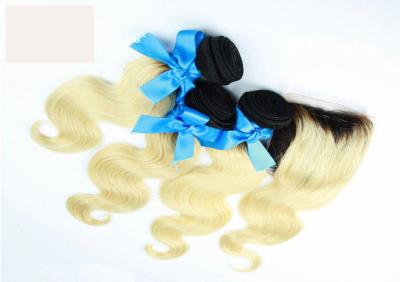 China cabello humano coloreado Peruvian de las extensiones del pelo 7A con el cierre del cordón en venta