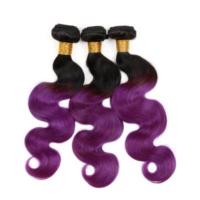 中国 7A Ombreの紫色の毛の織り方/2つの調子ブラジル ボディ波の毛繊維無し 販売のため