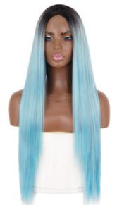 China Blonde Straight Natural Human Hair Wigs Extensions Blue Color for sale